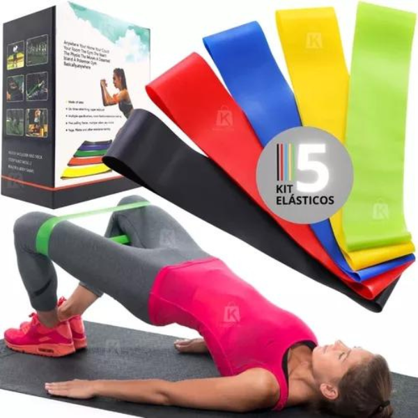 Cinto Para Exercícios Físicos Kit Com 5 Elásticos.