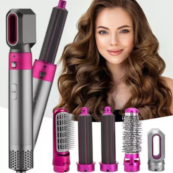 Escova Alisadora 5 em 1 Alisa, Seca, Hidrata, Modela, Anti-Frizz, Bivolt - MIMOSFEMININO