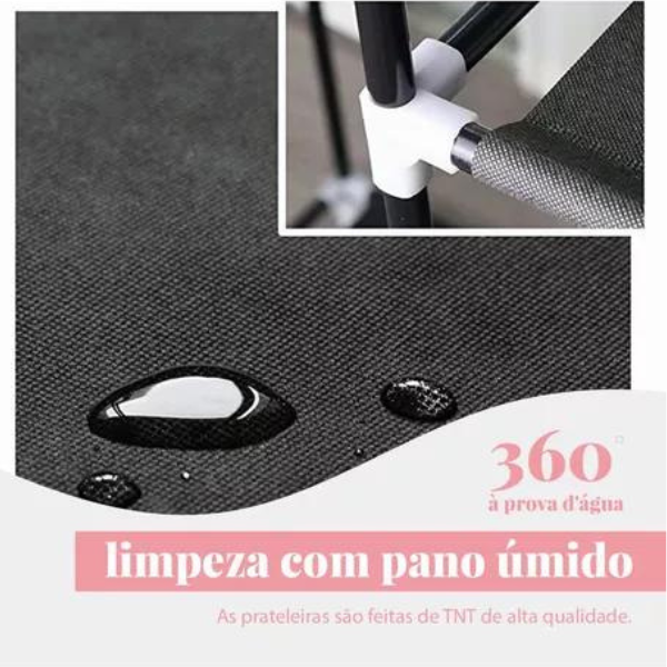 Guarda Roupa Dobrável 2 Portas Para Organizar Roupa (PRETO)