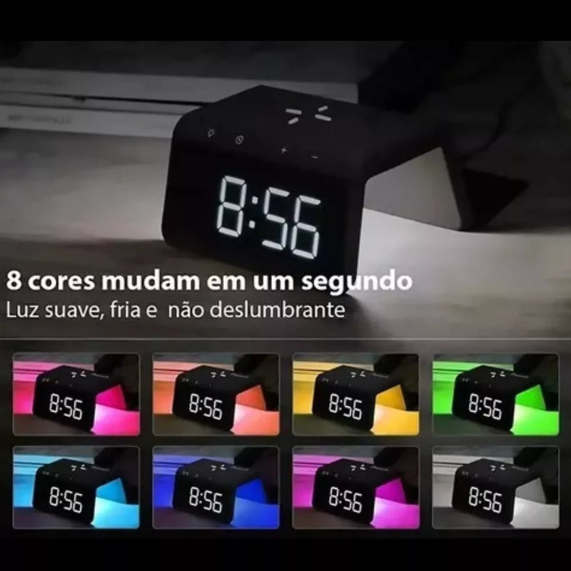 Relógio Despertador + Carregador Indução - (PRETO)