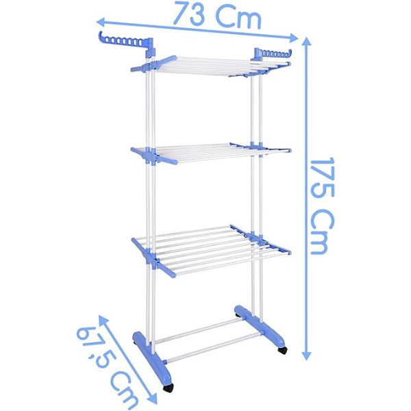 Varal Torre 3 Andares Inox Retrátil Compacto (PRATA)